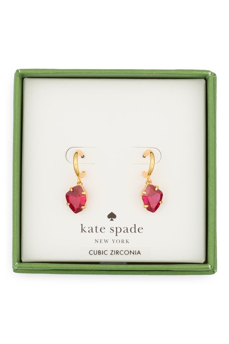 treasure trove drop huggie hoop earrings, Alternate, color, FUCHSIA/ YELLOW GOLD