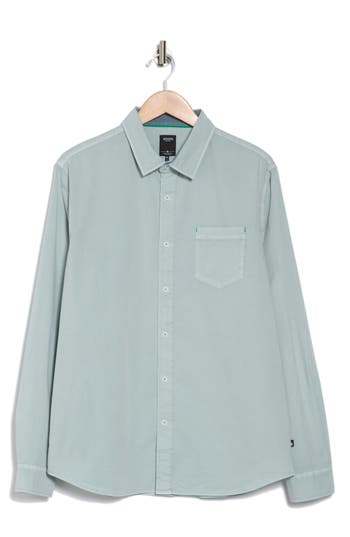 Union Clearwater Stretch Cotton Poplin Button-up Shirt In Sage Gray