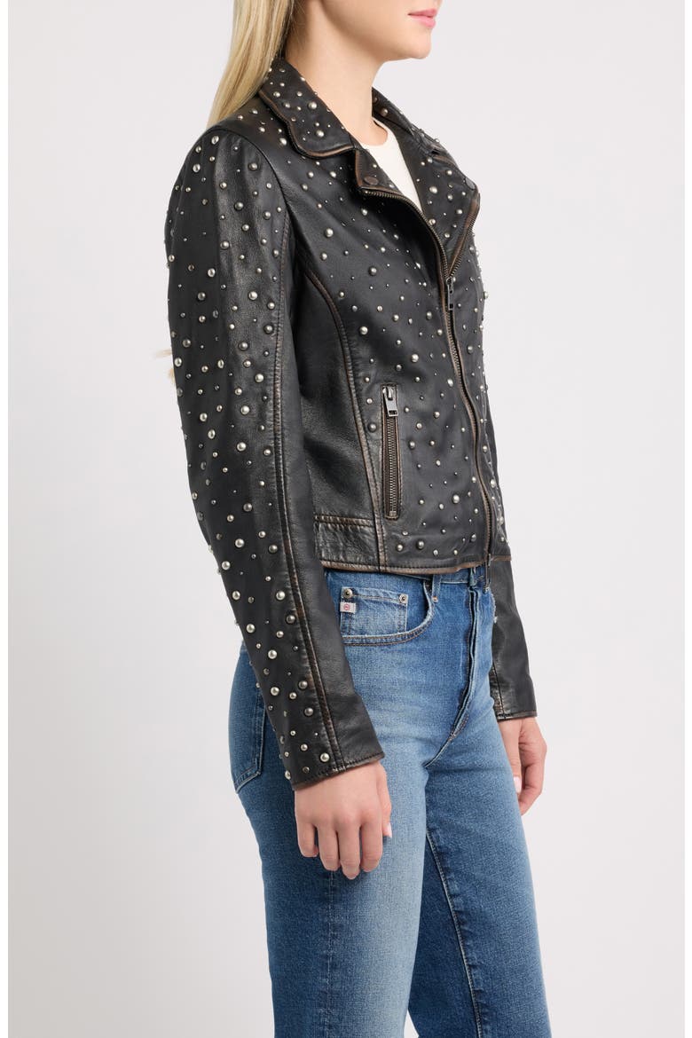 Roxanne Studded Leather Moto Jacket, Alternate, color, VINTAGE BLACK