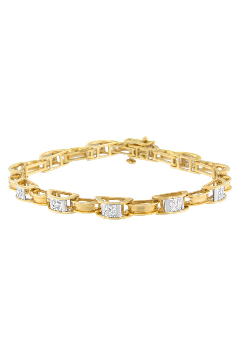 14K Yellow Gold Princess Cut Diamond Chain Link Bracelet, Main, color, Yellow