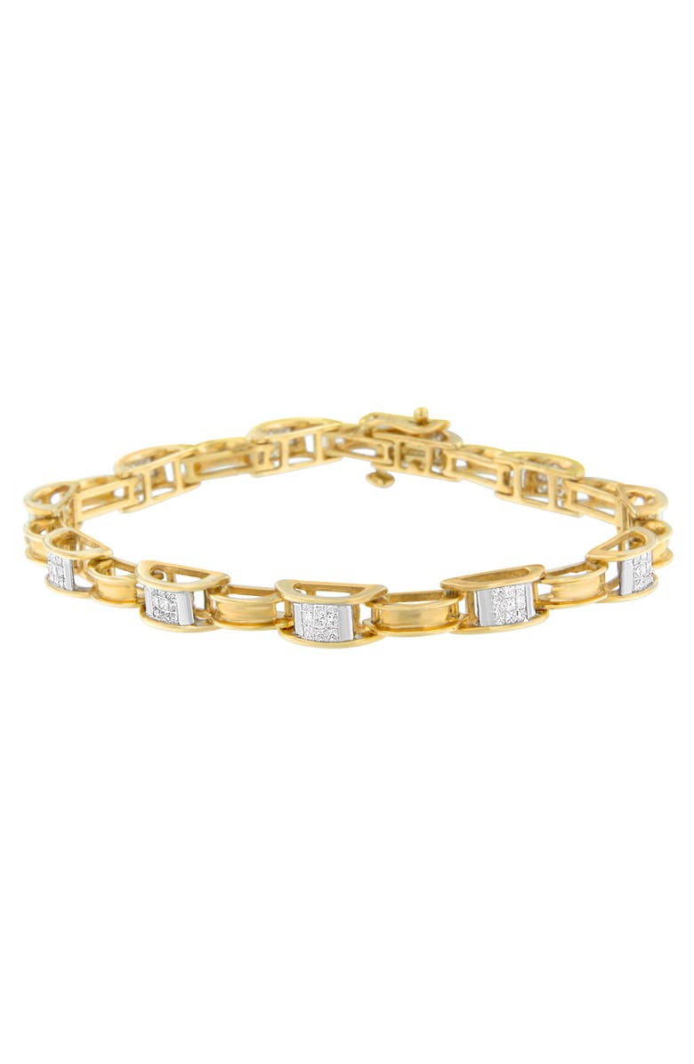 Haus of Brilliance 14K Yellow Gold Princess Cut Diamond Chain Link Bracelet, Main, color, Yellow