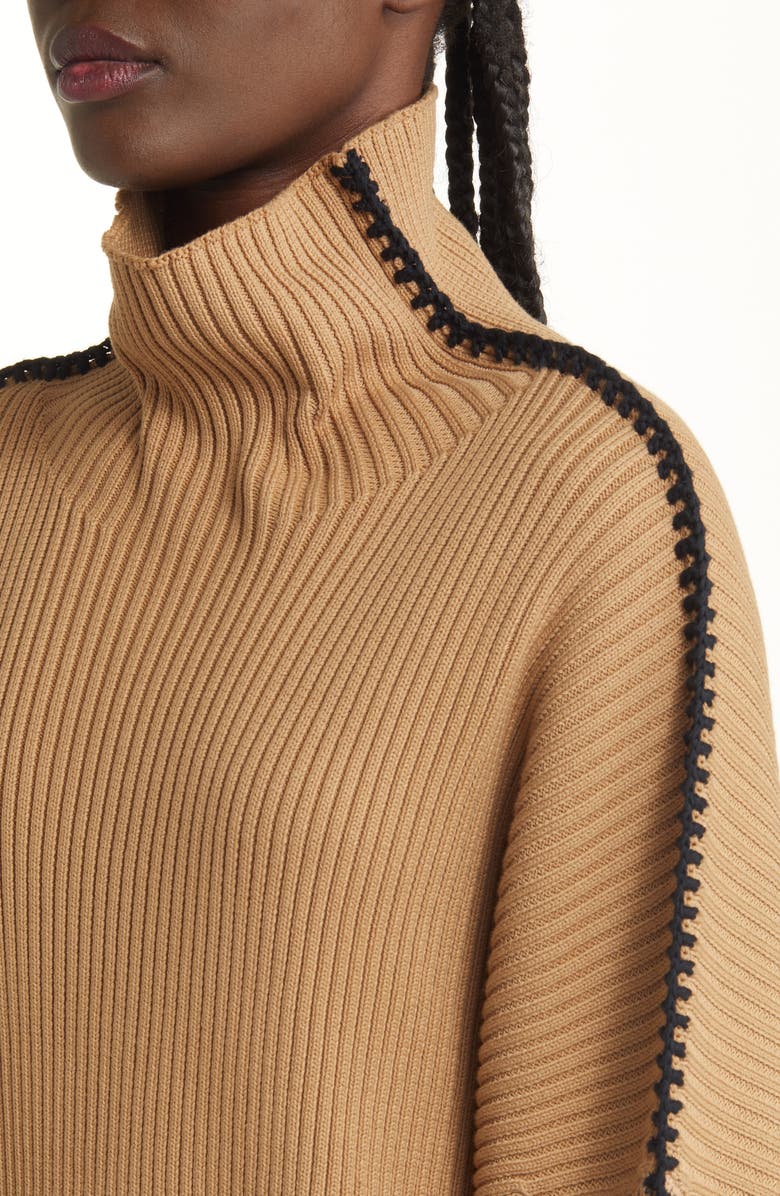 rag & bone Ally Whipstitch Detail Mock Neck Sweater, Alternate, color,