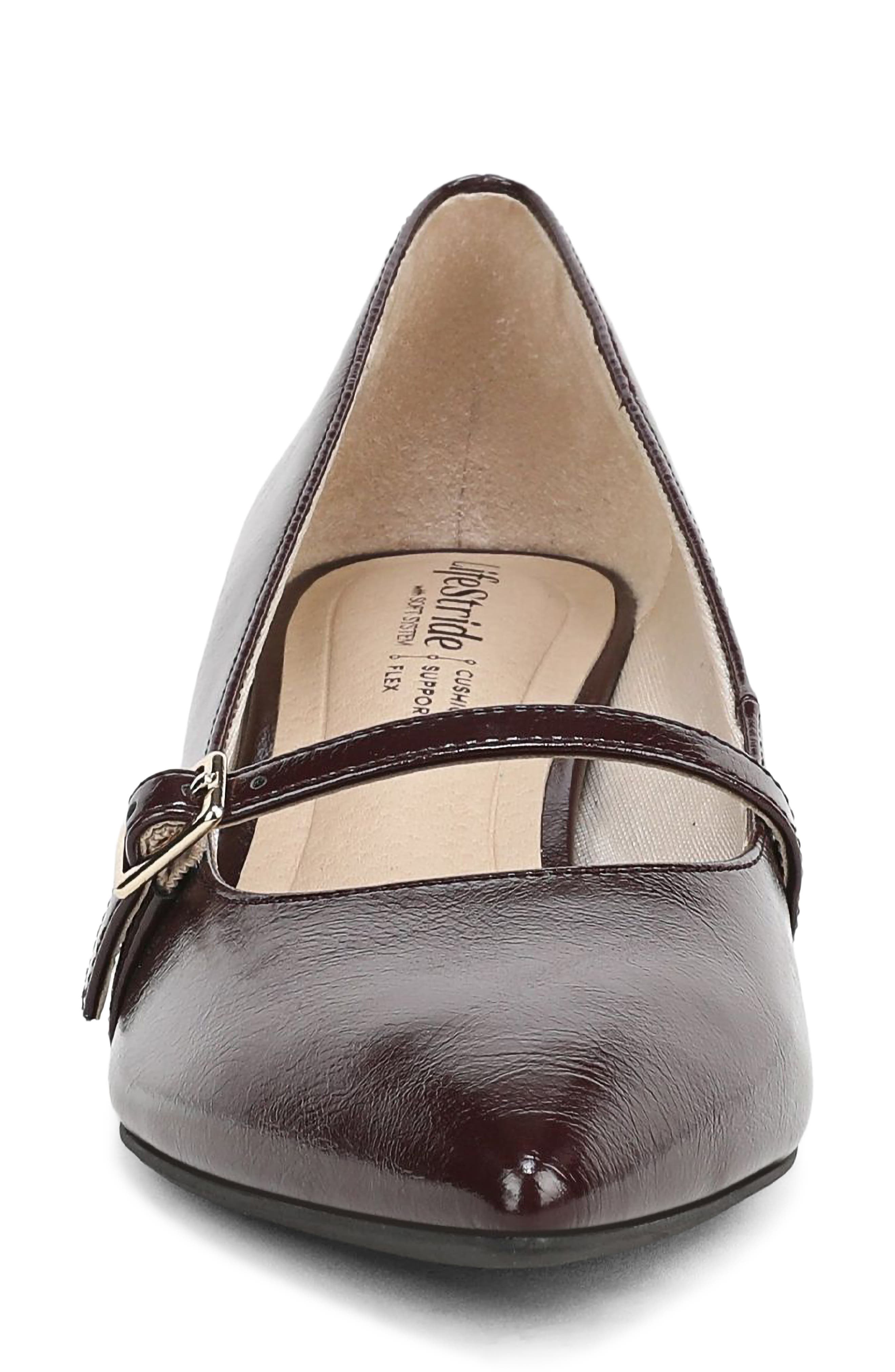 LifeStride Madelyn Mary Jane Pointed Toe Kitten Heel Pump, Alternate, color, Chocolate Plum