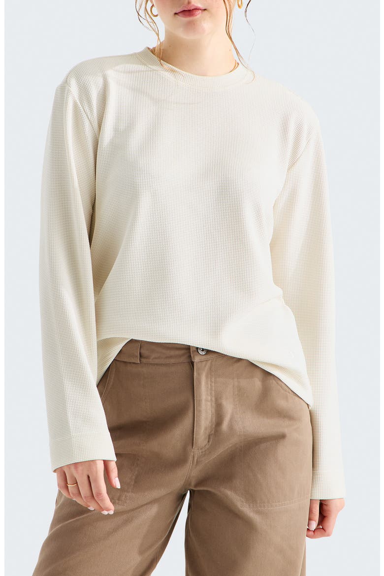 Ridge Path Waffle Long Sleeve T-Shirt, Main, color, WHITE DUNE