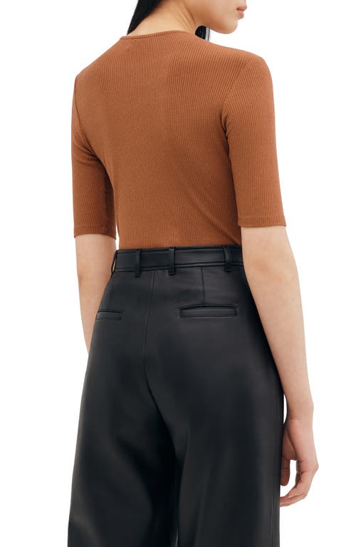 Two Lines By Marcella Seneca Rib Top In Cinnamon Brown