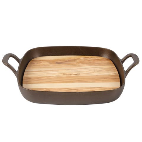 Natural Bronze Finish Square Cast Iron Grill Pan