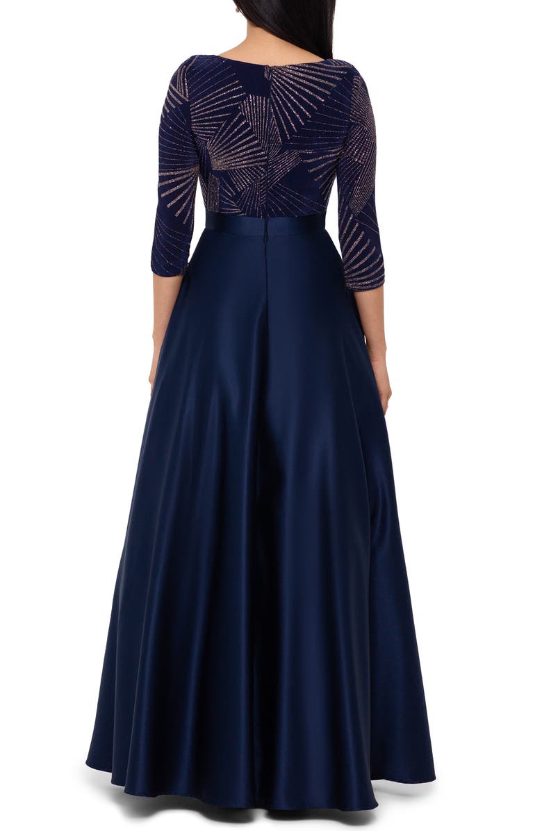 Betsy & Adam Glitter Bodice Satin Ballgown, Alternate, color, 