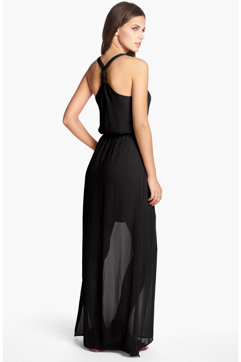 dee elle Knot Back Maxi Dress, Main, color, BLACK