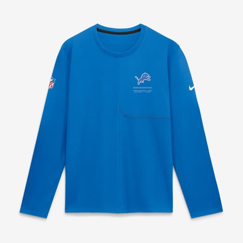 Men's Nike  Blue Detroit Lions Sideline Coaches UV Dri-FIT Long Sleeve Shirt