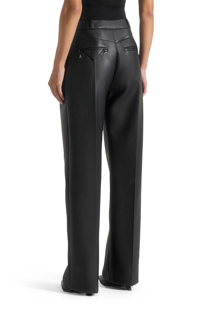Manière De Voir Julie Leather Twin Pleat Trousers, Alternate, color, Black