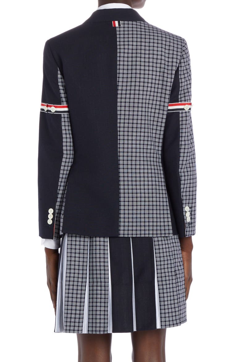 Classic Micro 4-Bar Check & Wool Fresco Jacket, Alternate, color, NAVY