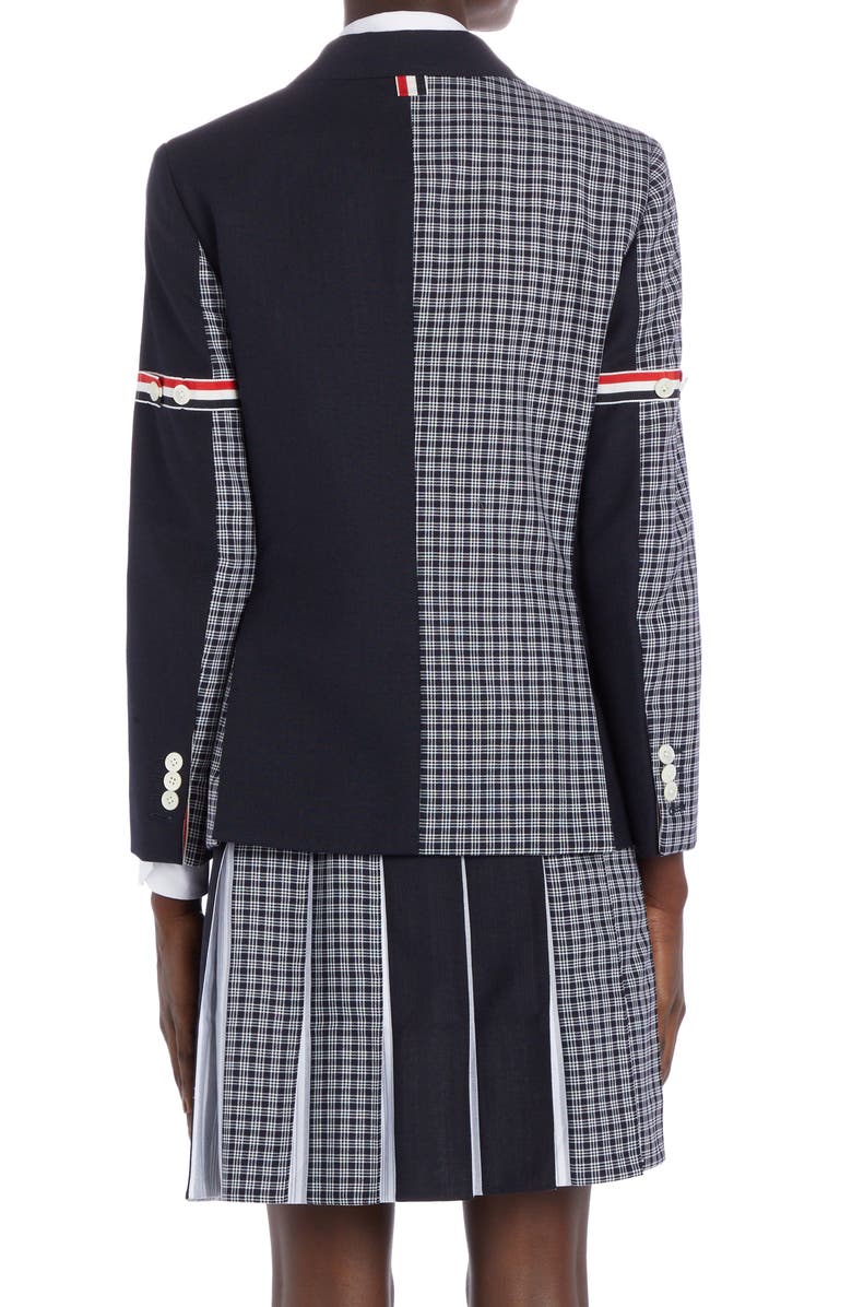 Thom Browne Classic Micro 4-Bar Check & Wool Fresco Jacket, Alternate, color,