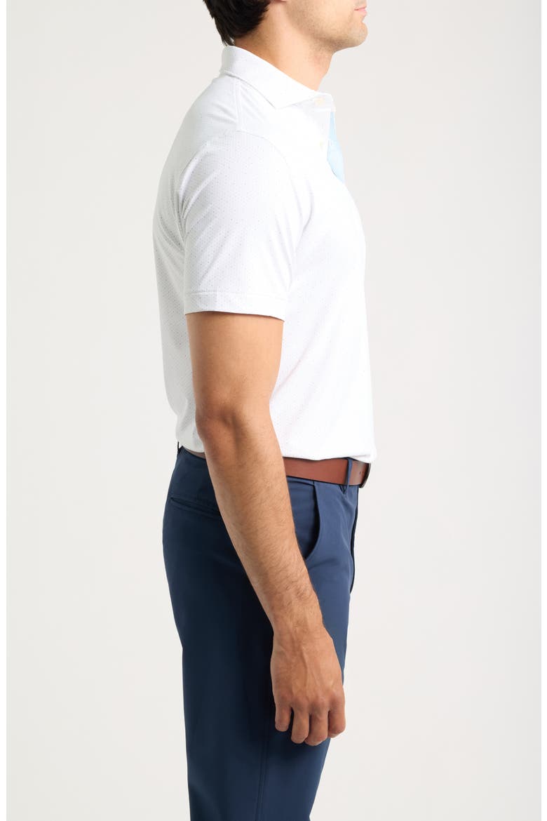 Tenuto Microprint Crown Crafted Performance Jersey Golf Polo, Alternate, color, WHITE