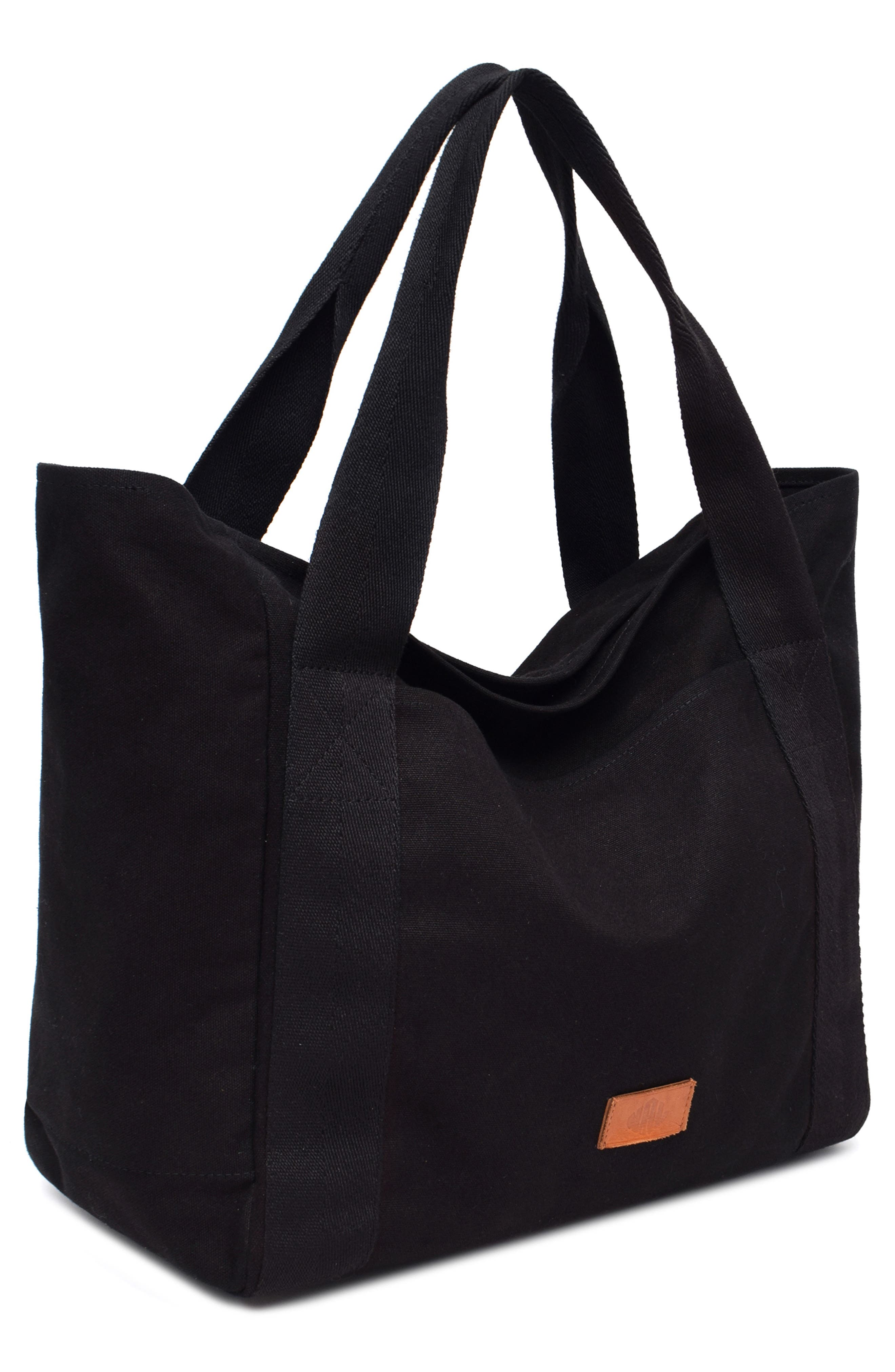 New Amsterdam Leatherworks Liliana Large Canvas Tote Bag, Alternate, color, Black