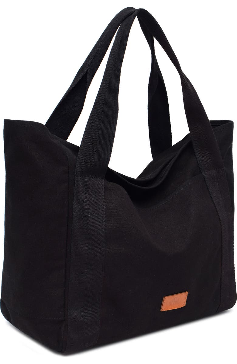 New Amsterdam Leatherworks Liliana Large Canvas Tote Bag, Alternate, color, Black