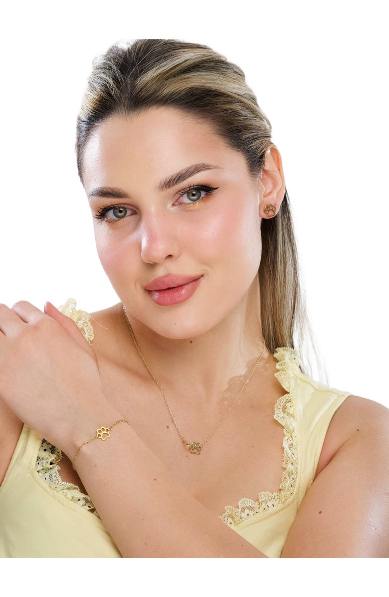 Hollywood Sensation HeartPaws 18K Gold Plated Heart and Paw Necklace, Alternate, color, Gold