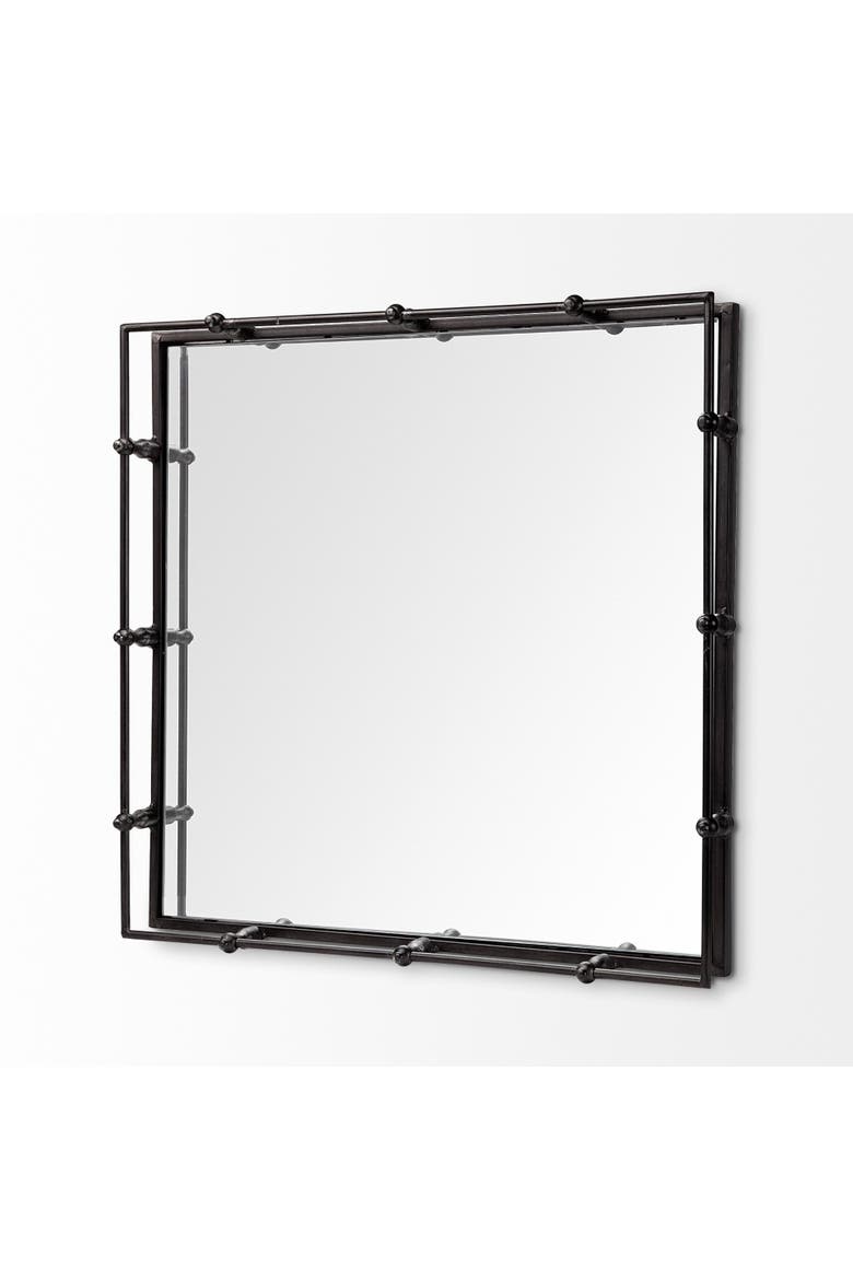 Christa Metal Mirrored Base Square Tray, Alternate, color, Black