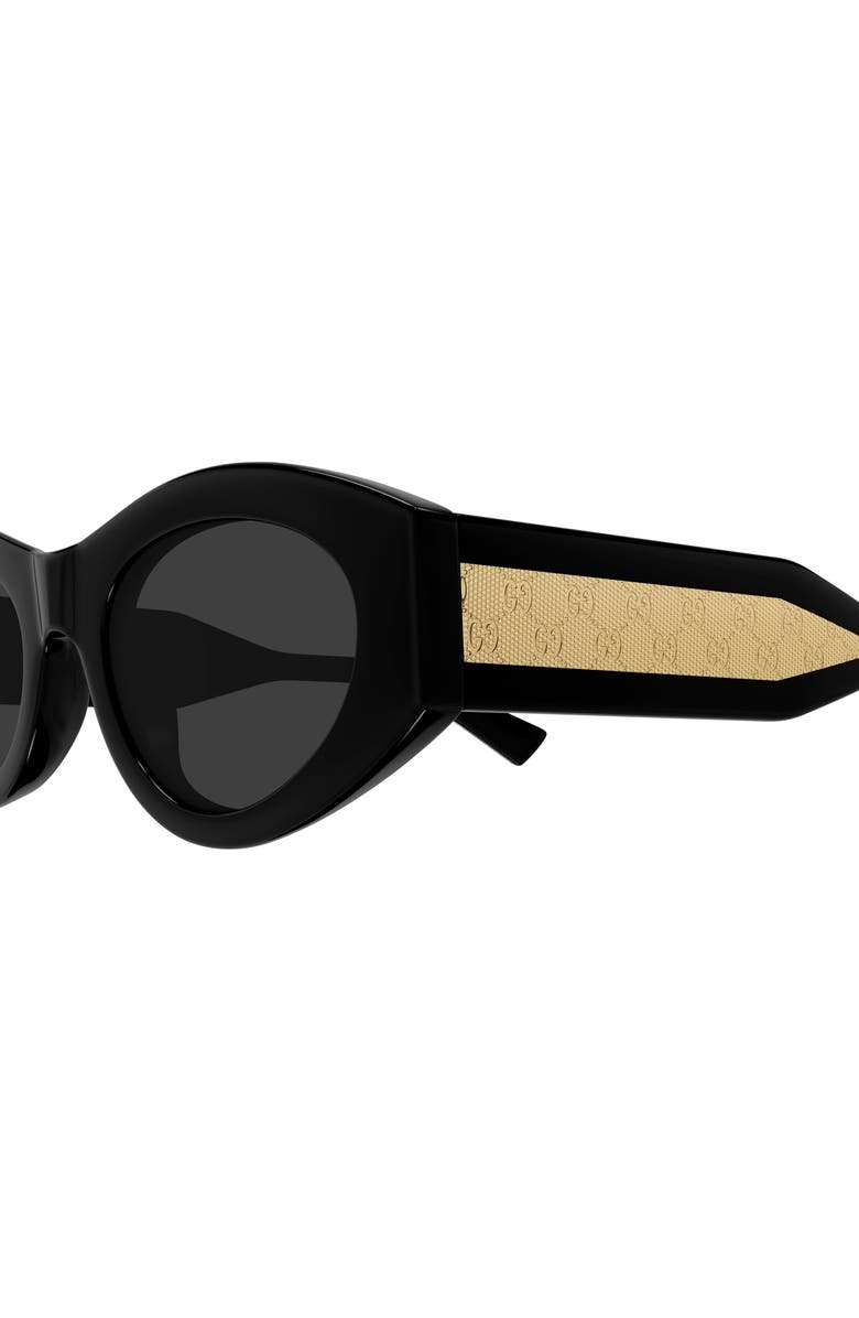 Gucci 52mm Oval Sunglasses, Alternate, color, Black