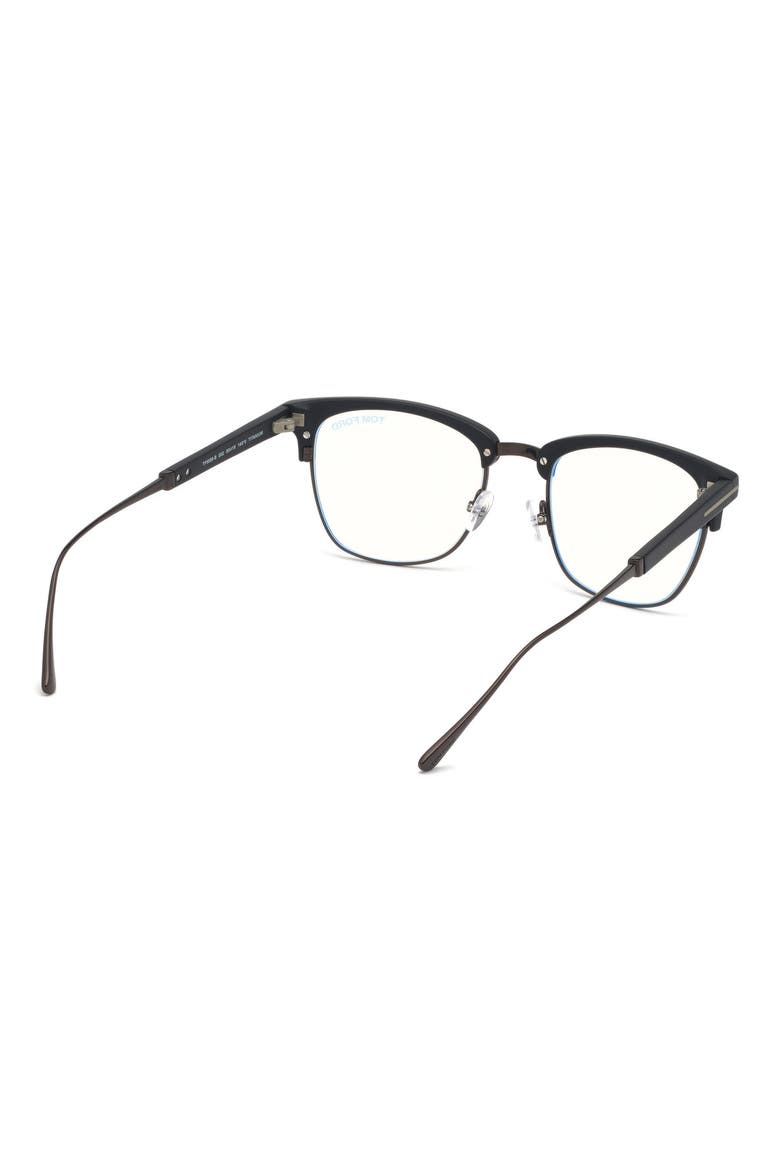 52mm Geometric Blue Light Blocking Optical Glasses, Alternate, color, BLACK RUTHENIUM / BLUE BLOCK