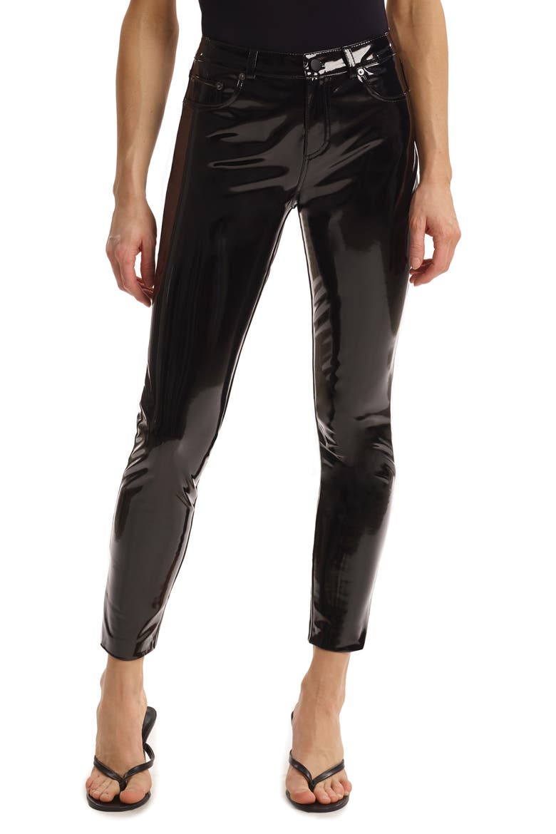 Faux Patent Leather Pants, Main, color, BLACK