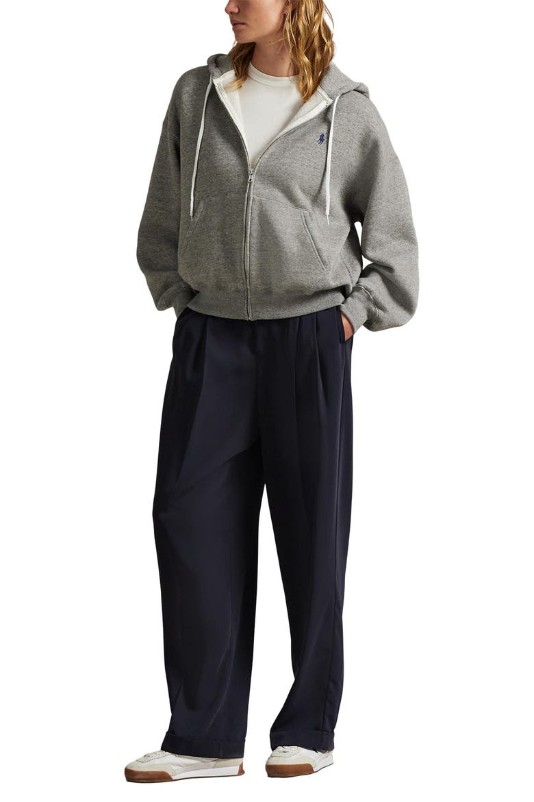 Cotton Blend Fleece Zip-Up Hoodie, Alternate, color, DARK VINTAGE HEATHER
