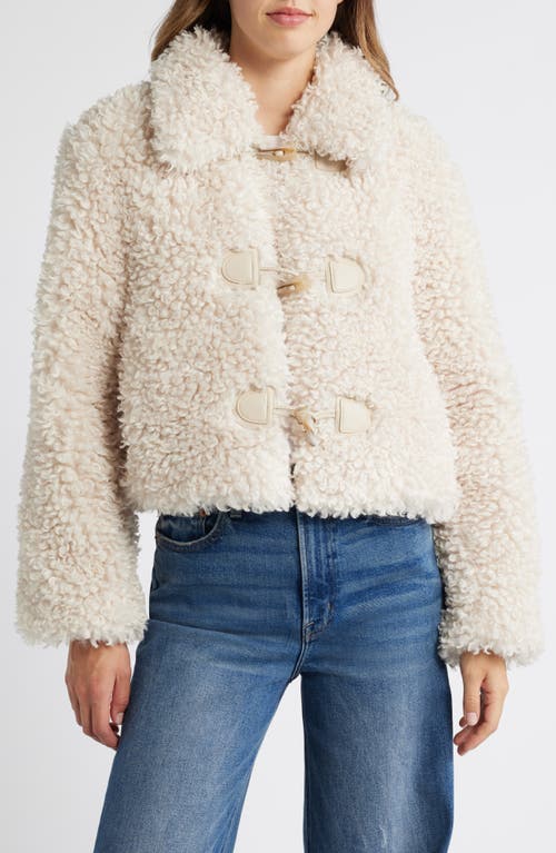 Lucky Brand Toggle Faux Fur Jacket in Ecru 