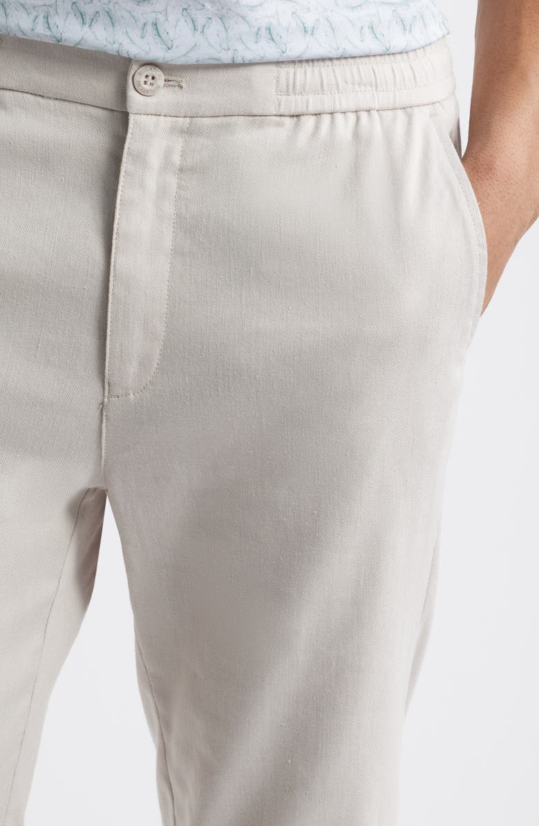 Bugatchi Tristan Stretch Linen & Cotton Drawstring Pants, Alternate, color, Stone