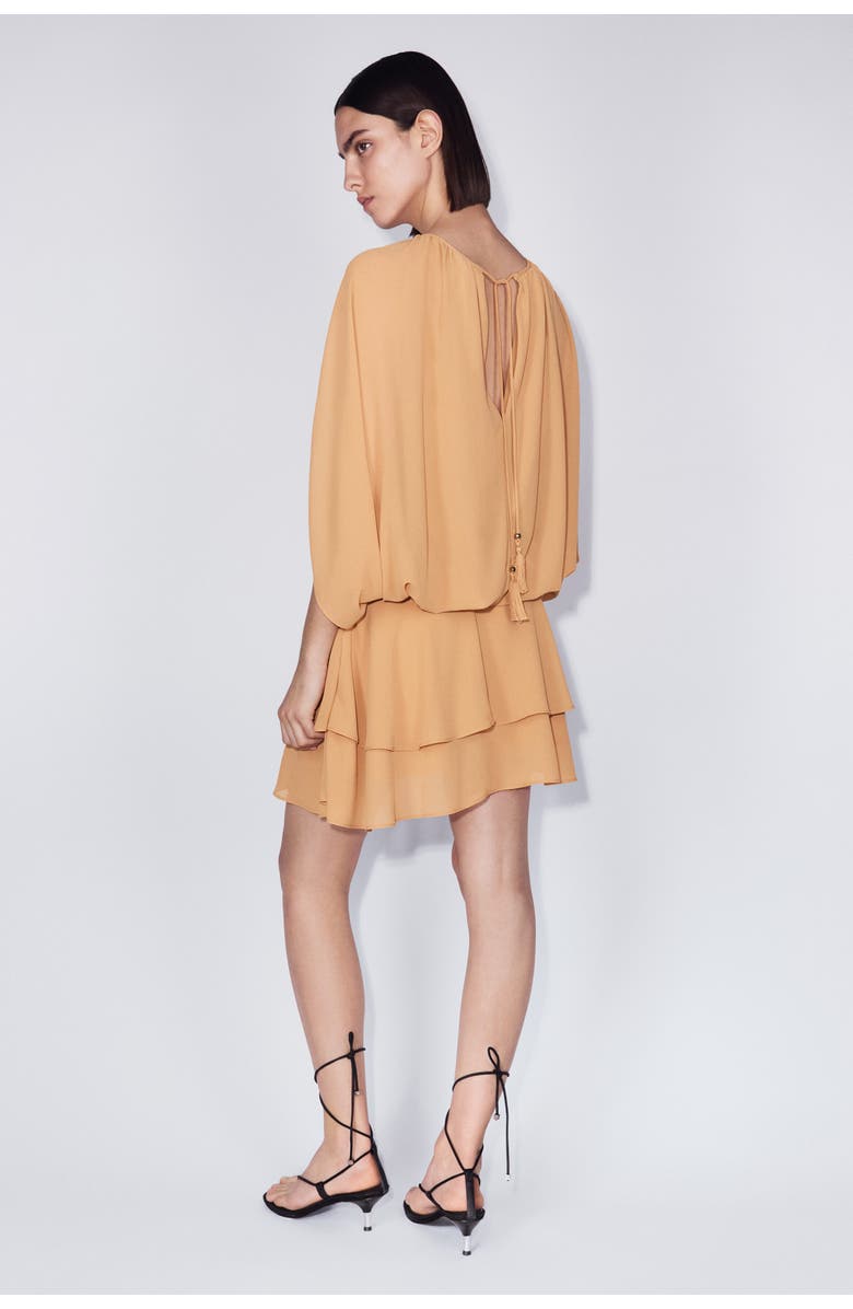 H&M Cape-detail Chiffon Dress, Alternate, color, Dusty Orange