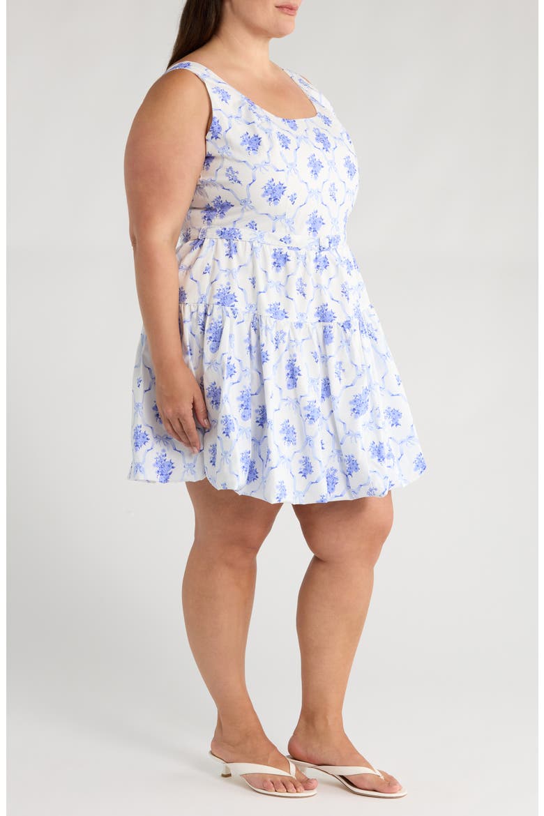 Nia Floral Drea Bubble Hem Dress, Alternate, color, WHITE/ BLUE