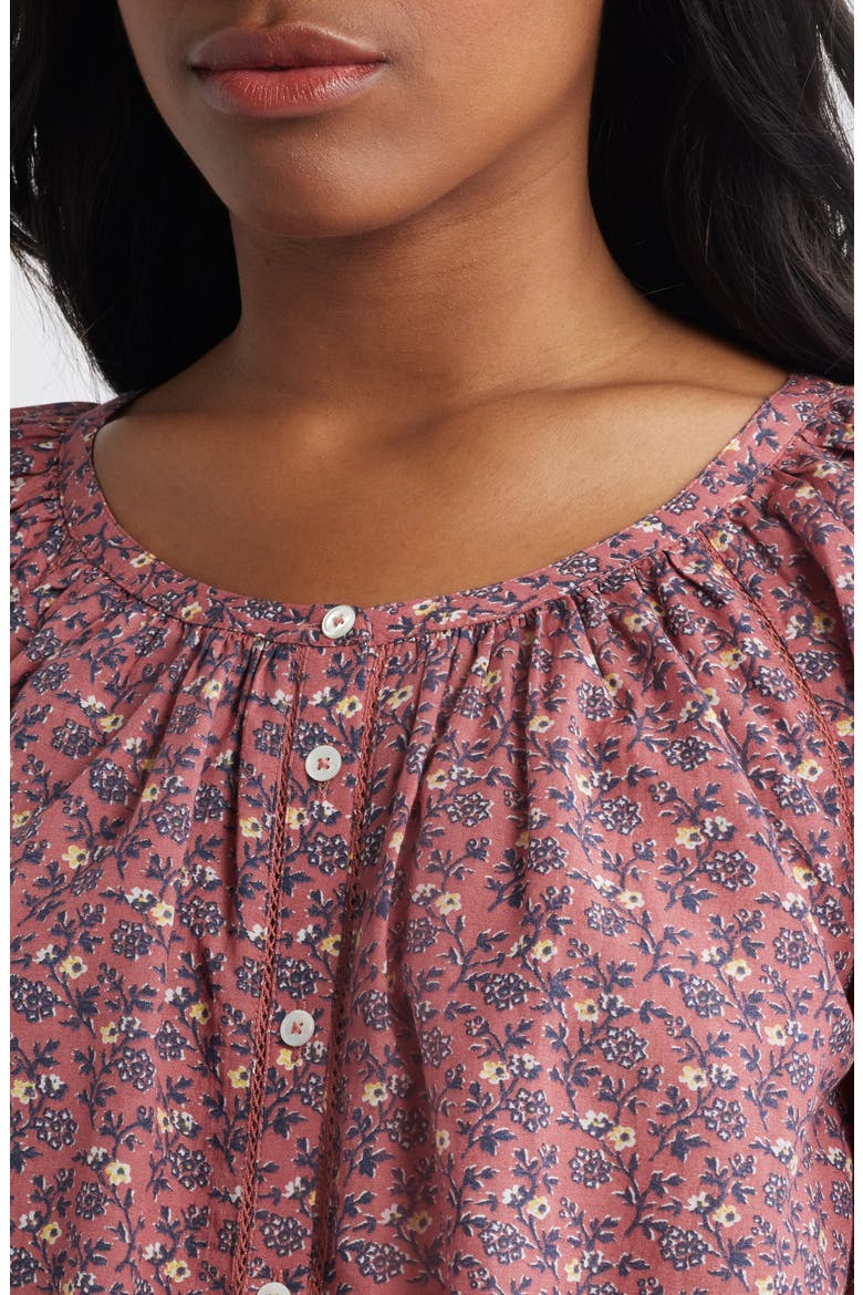 Puff-Sleeve A-Line Top, Alternate, color, SMOKY ROSE