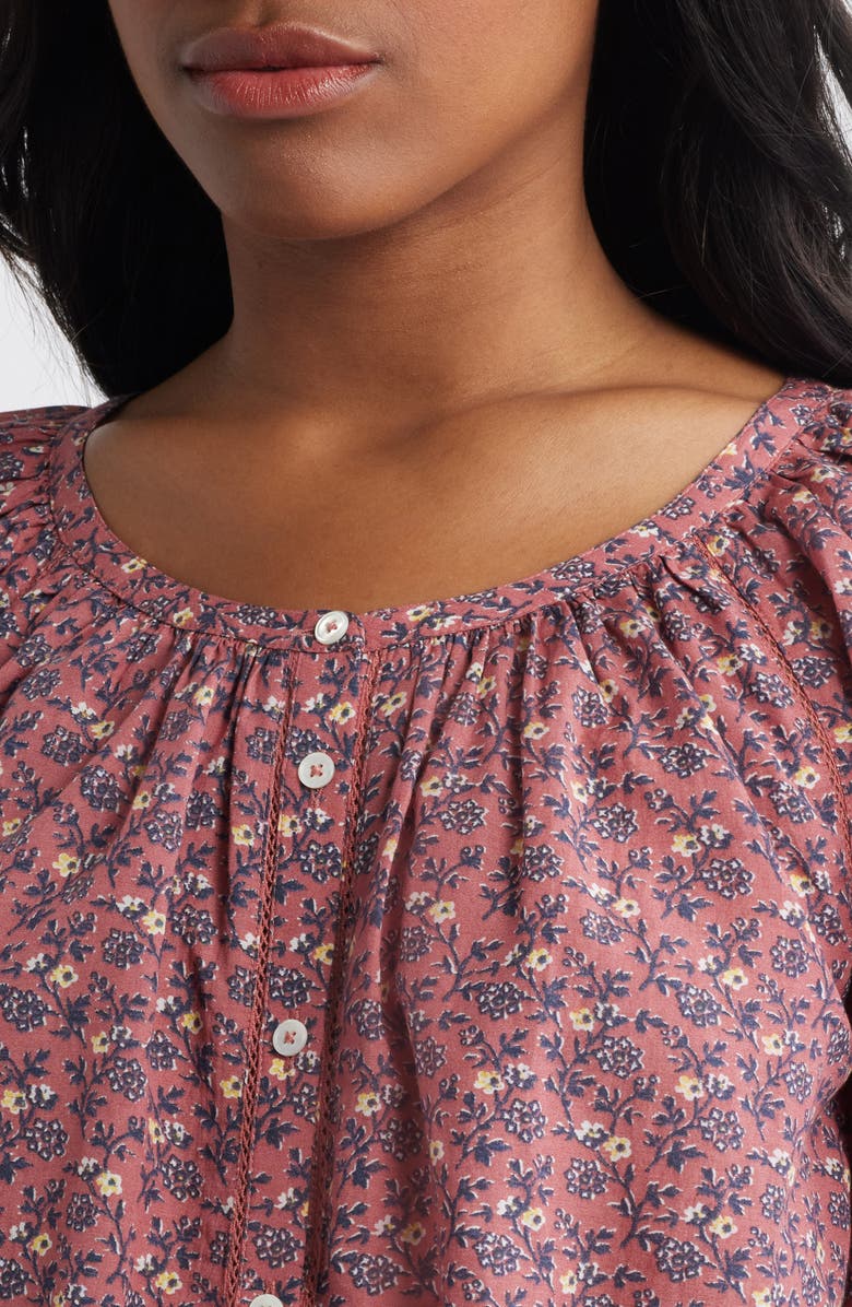 Madewell Puff-Sleeve A-Line Top, Alternate, color, Smoky Rose