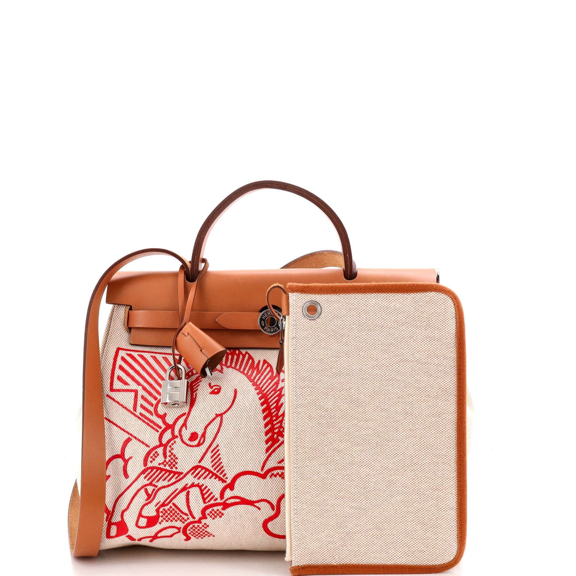 Herbag Zip Pegase Pop Toile and Leather 31, Alternate, color, Metallic Gold