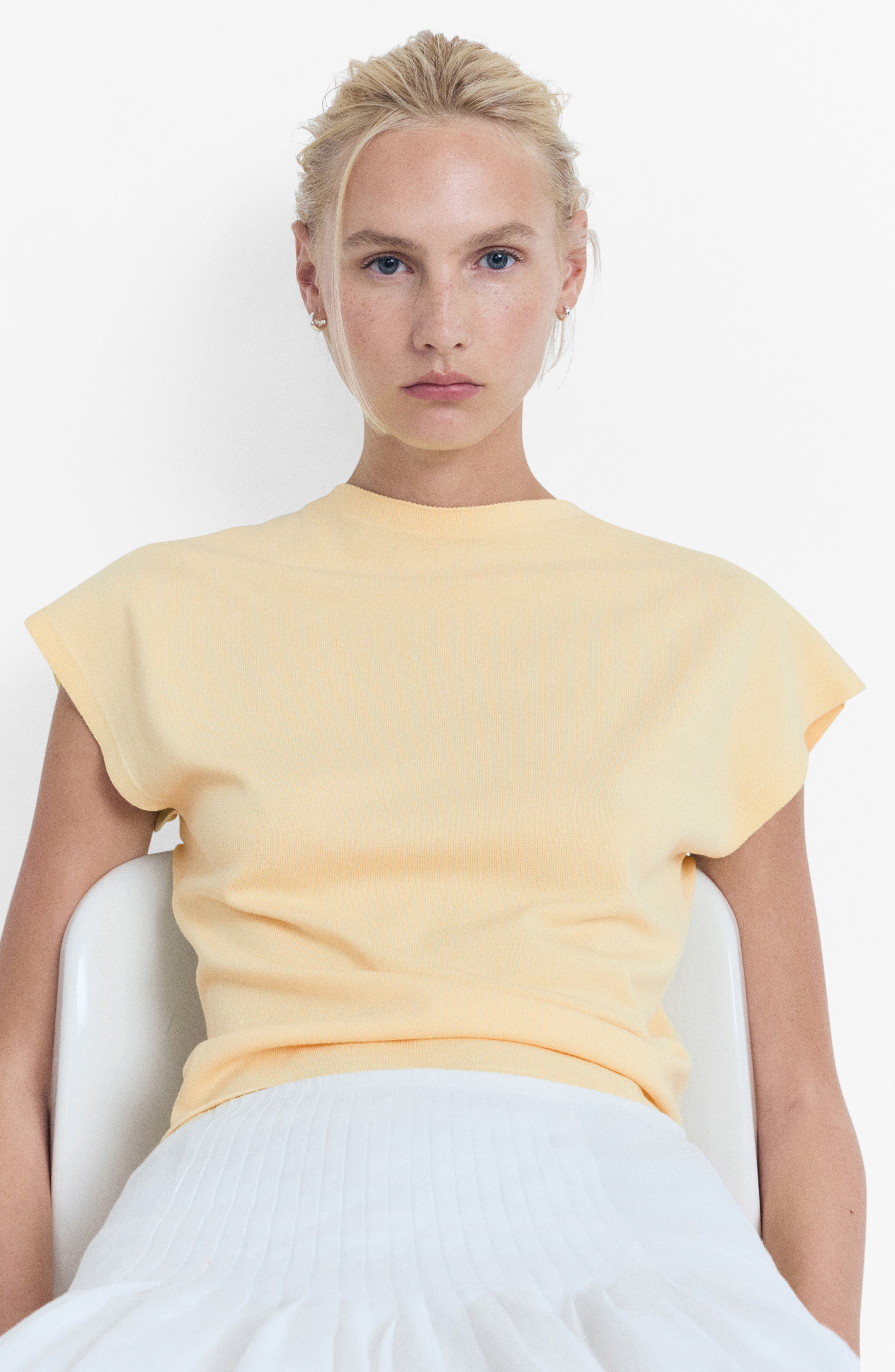Cap Sleeve Fine Knit Sweater - image 2