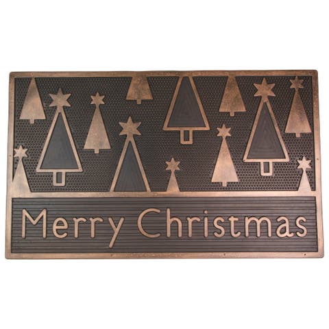 Black and Gold Merry Christmas Doormat 18" x 30"