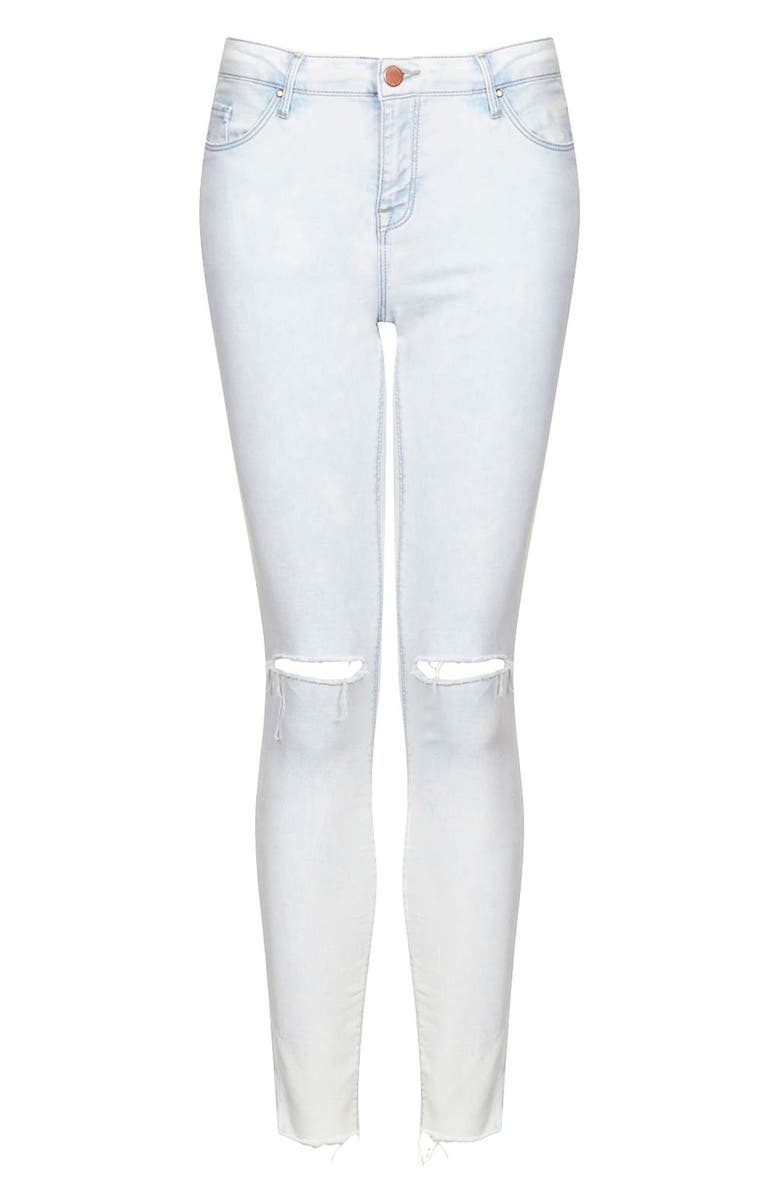 Topshop 'Leigh' Distressed Skinny Jeans, Alternate, color,