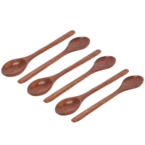 6 Piece 9 Inch Acacia Wood Spoon Set
