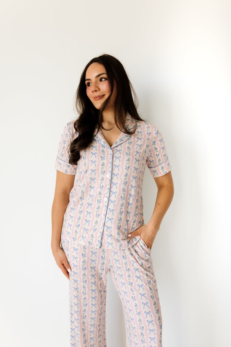 Amelia Bow Pajama Set, Alternate, color, Pink Floral