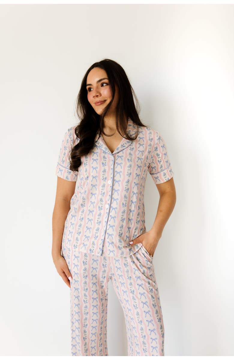 In My Jammers Amelia Bow Pajama Set, Alternate, color, Pink Floral