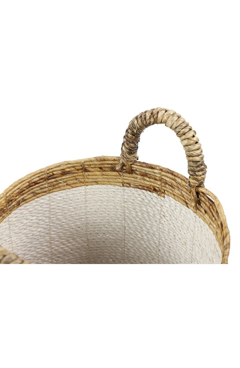 GINGER BIRCH STUDIO White Seagrass Handmade Two-Tone Storage Basket with Handles - Set of 3, Alternate, color,