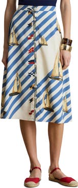 Lauren Ralph Lauren Print A-Line Midi Skirt