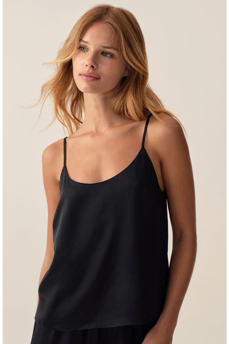 Silk Pajama Camisole, Alternate, color, BLACK