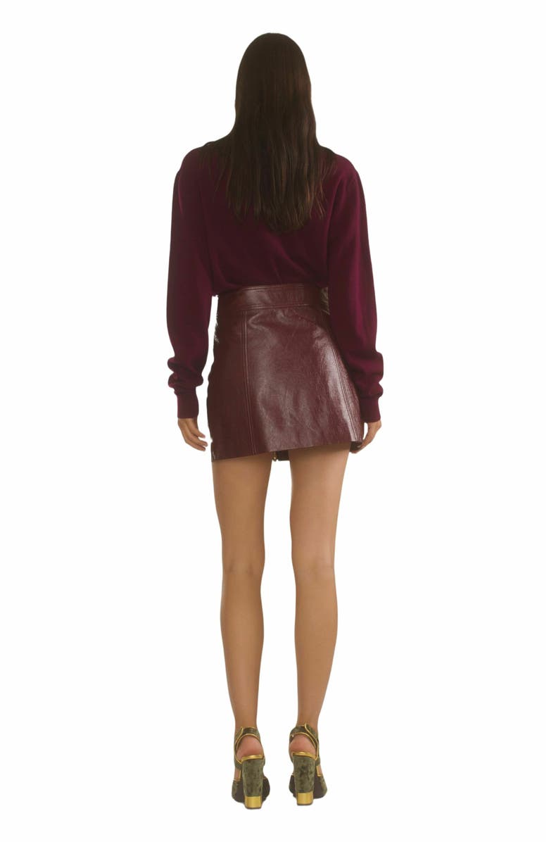 Cynthia Rowley Harper Vegan Leather Skirt, Alternate, color, Oxblood