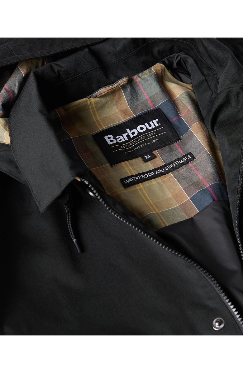 Barbour Lorig Waterproof Raincoat, Alternate, color, Black