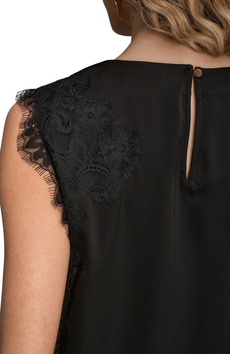 Donna Karan New York Lace Detail Tank, Alternate, color, Black