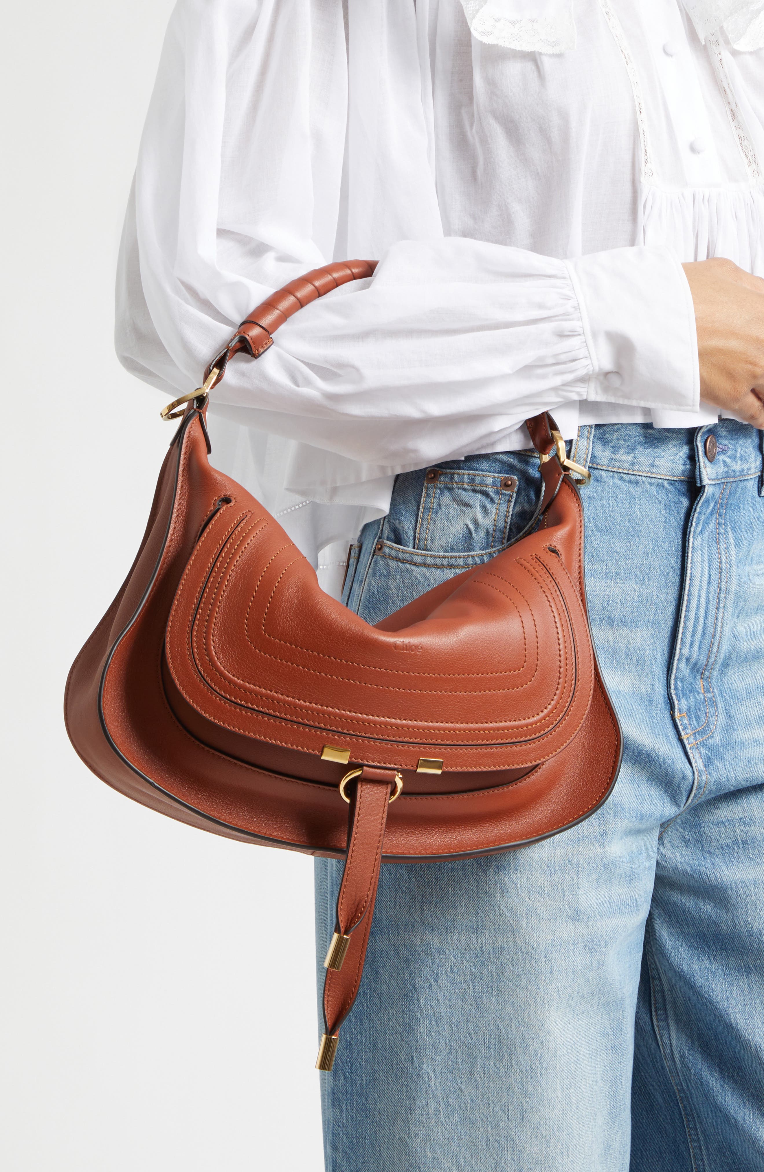 Small Marcie Leather Shoulder Bag, Alternate, color, CLAY BROWN