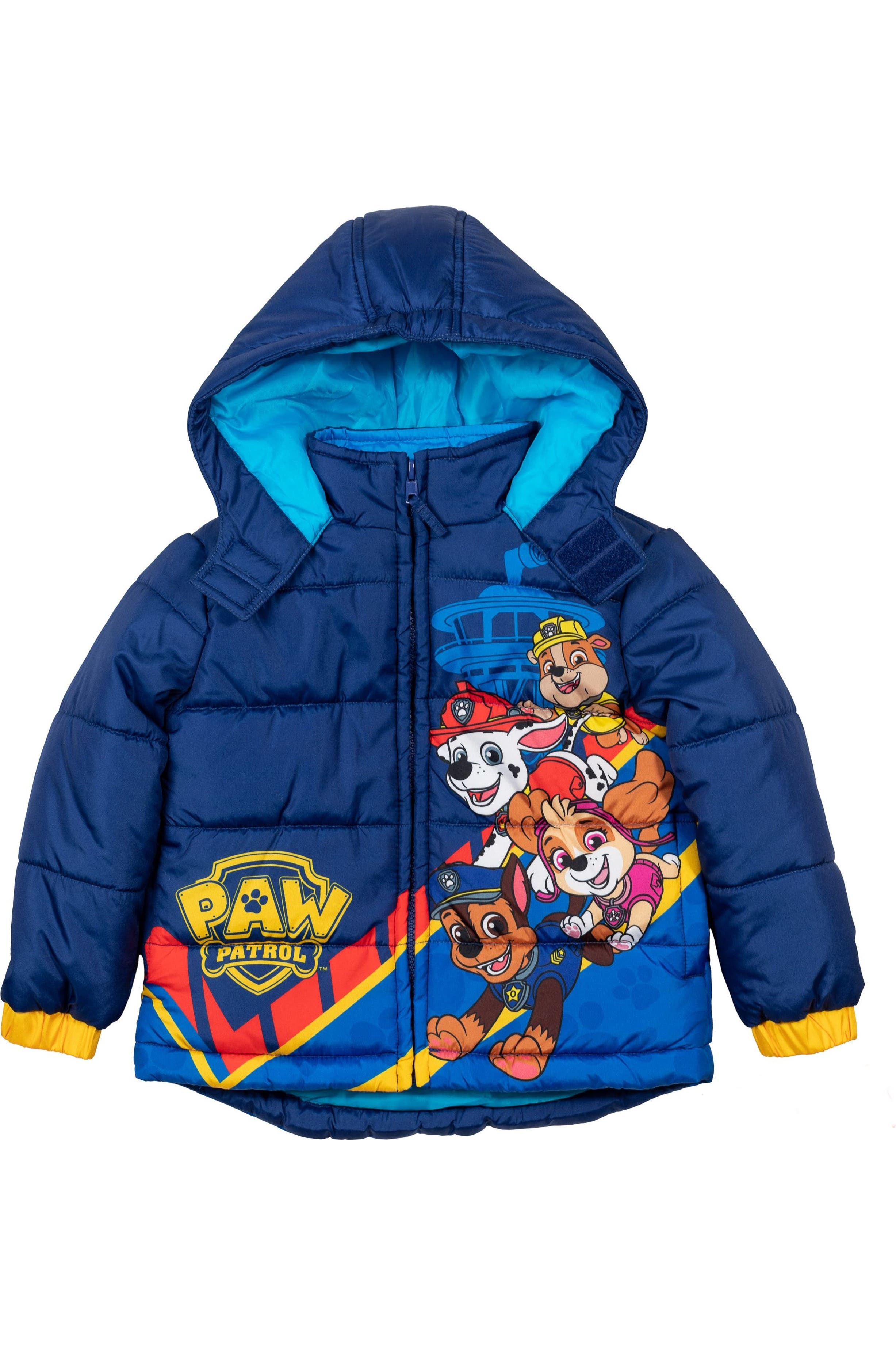Paw Patrol Kids'  Hooded Puffer Coat In Chase Skye Navy Blue