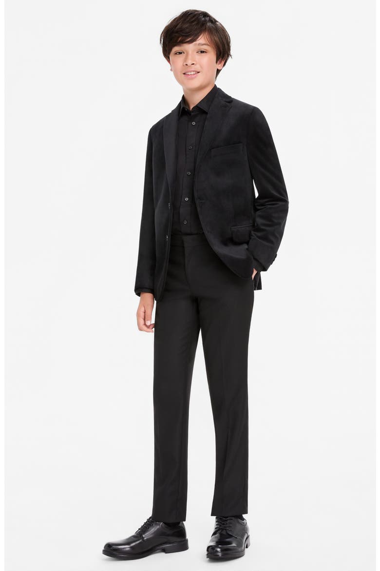Kids' Velvet Suit Jacket, Alternate, color, BLACK