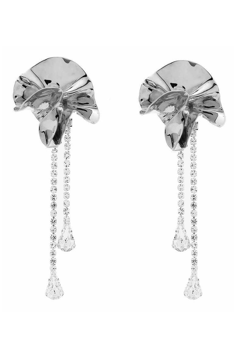 Sylvia Crystal Drop Earrings, Main, color, SILVER