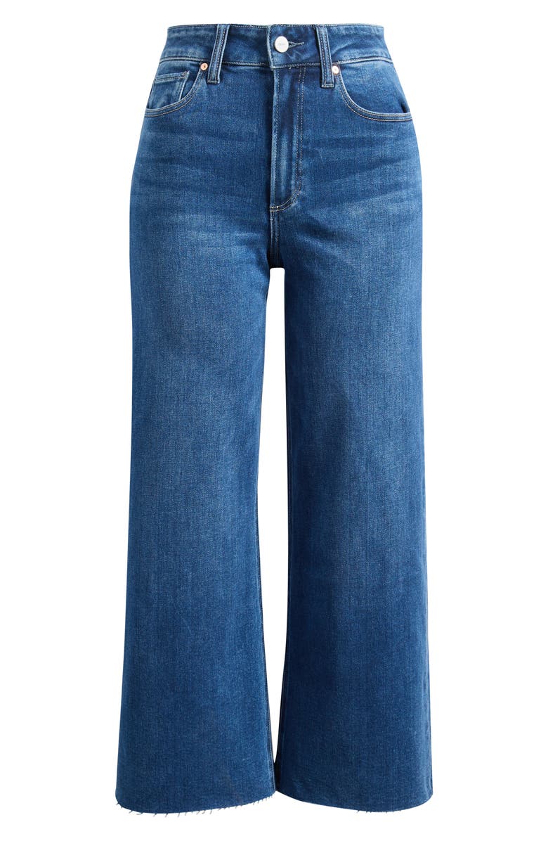 PAIGE Anessa High Waist Raw Hem Wide Leg Jeans, Main, color, Venetian Breeze