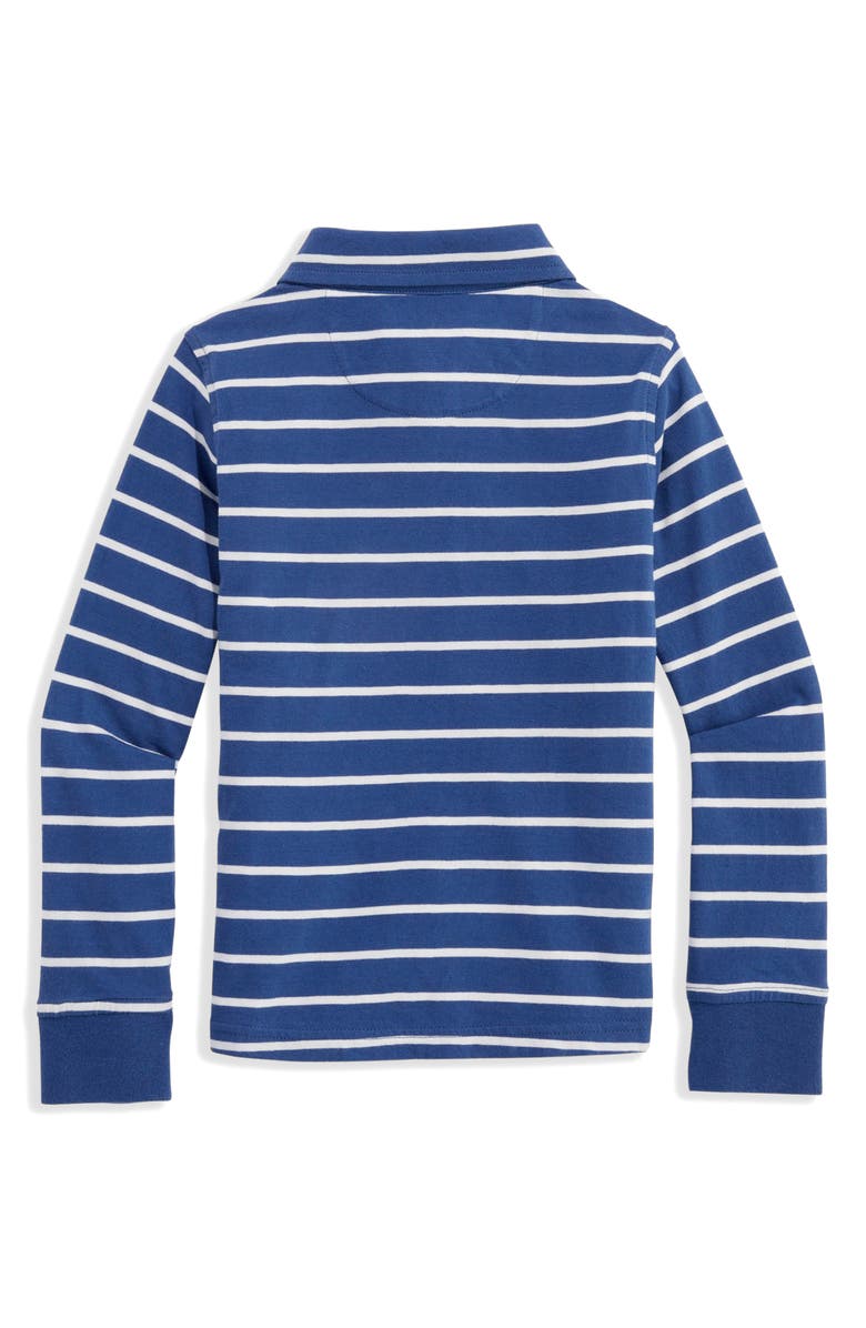 vineyard vines Kids' Surf Stripe Long Sleeve Cotton Pocket Polo, Alternate, color, Moonshine/ White